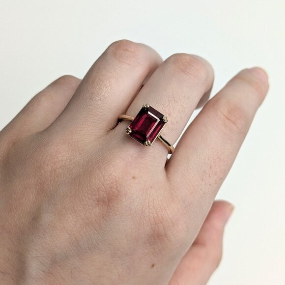 4cts Madagascar Ruby Ring in 14K Solid Gold | Solitaire Ring | Fine Jewelry - Picture 2 of 7